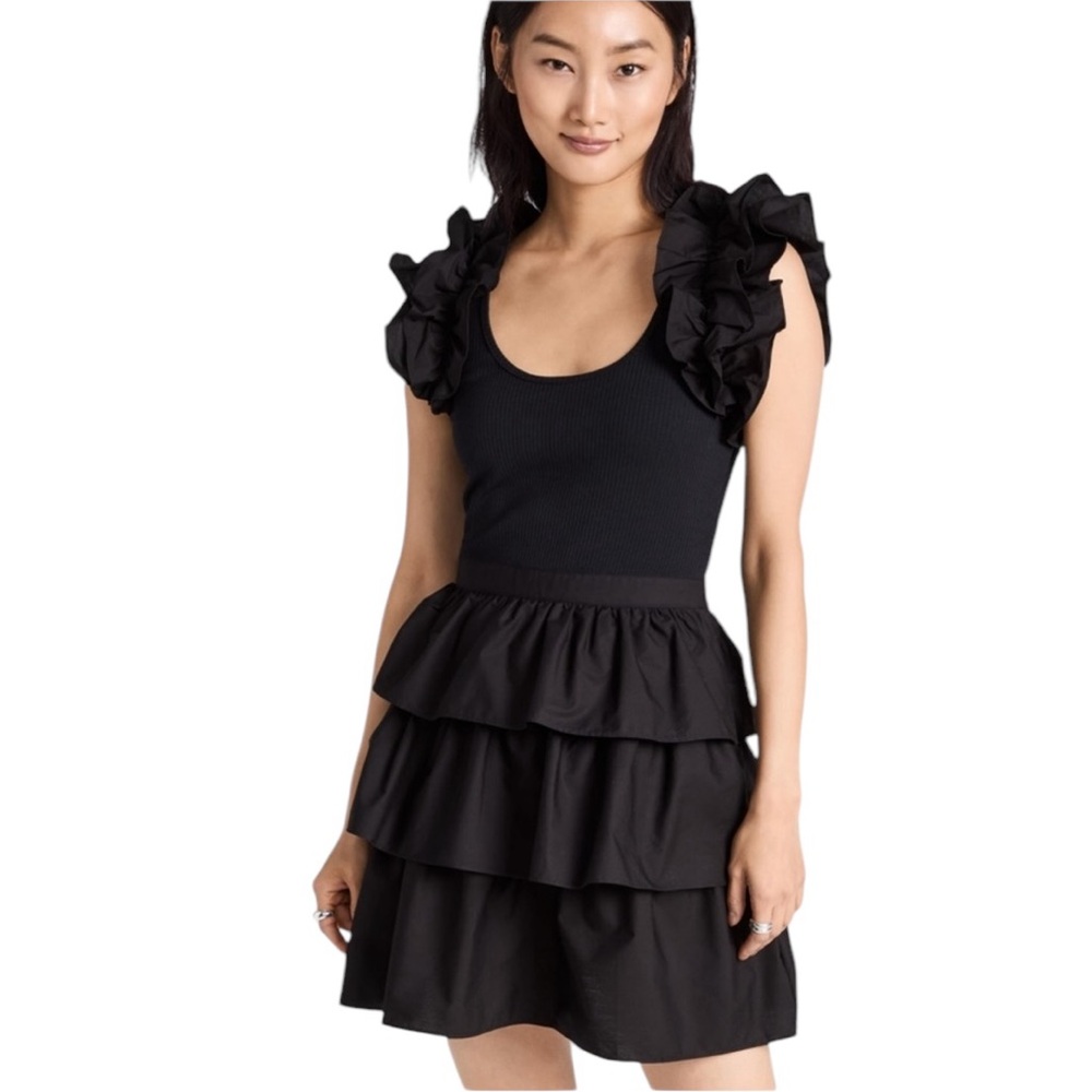 Ulla Johnson Black Ruffle Mini Dress
